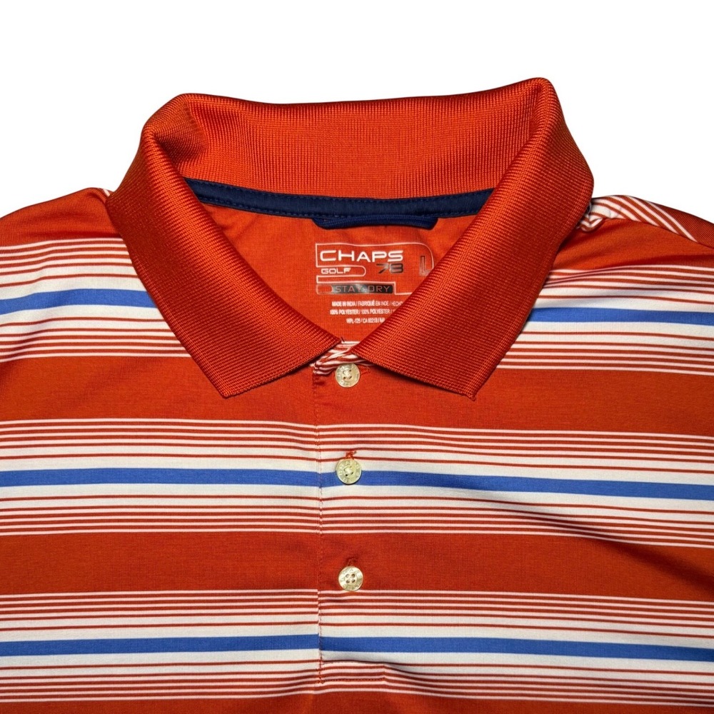 Chaps Golf Stay-Dry Polo Short Sleeve Shirt Mens Large Red Striped